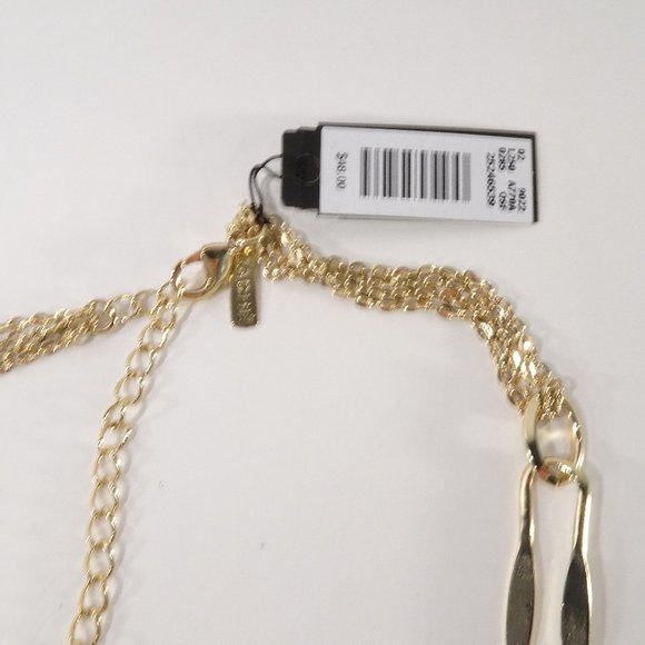 Cache Women's Classic Style Gold Hammered shiny Oval Link Long Necklace NWT49 - Picture 7 of 13